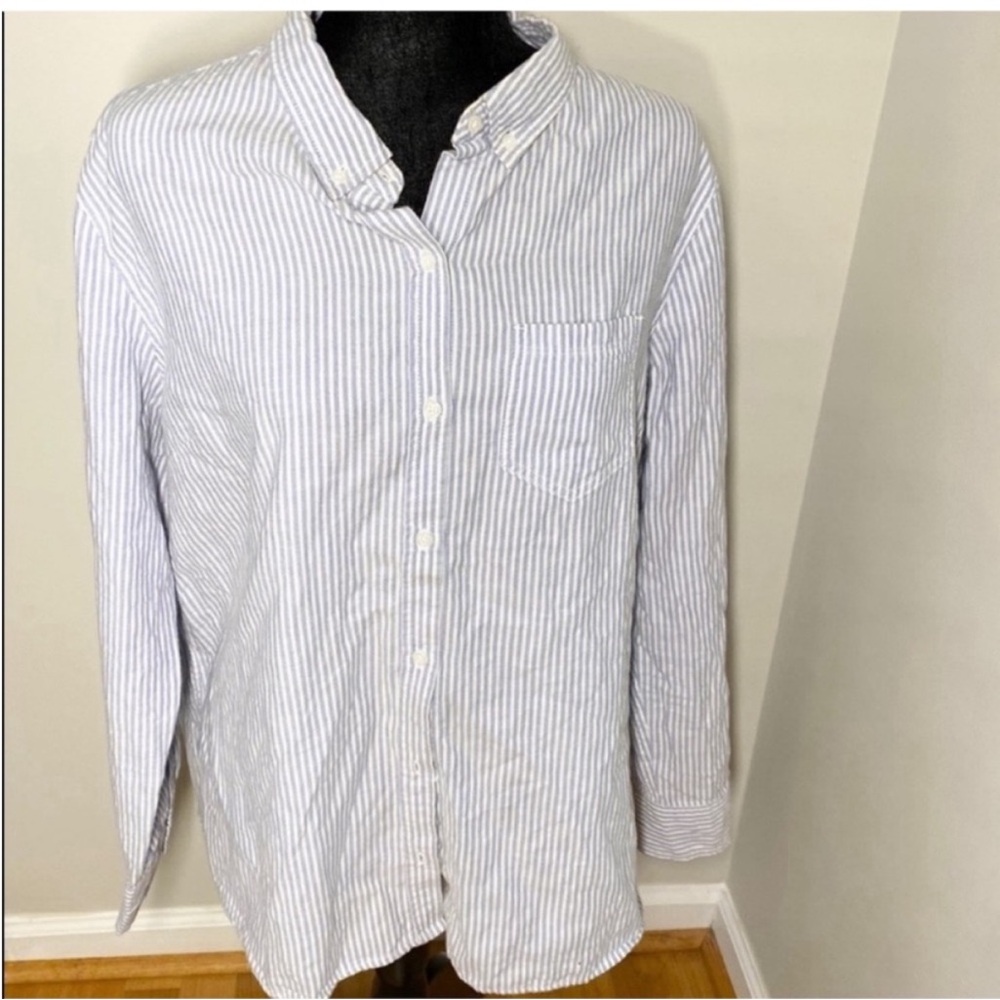 GAP Factory Light Blue & White Striped Button-Down Shirt
